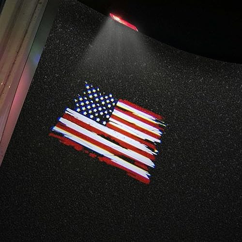 2 PCS American Flag Car Door Logo Lights Compatible for Challenger 2015-present Courtesy LED Ghost Shadow Light Projector Lamps Accessories (US Flag)