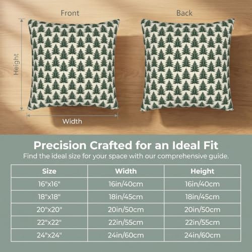 Green Boho Christmas Tree Pillow Covers 16x16 Set of 2 Winter Holiday Decor - Image 4