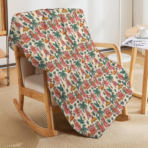 Socira Hawaiian Monkey Blanket Throw Blanket Hawaiian Monkey Gifts for Women Men Soft Sofa Throws for Travel Camping Bed Home Decor Car Birthday Gift 40"*50" （100 * 130cm） - Image 4