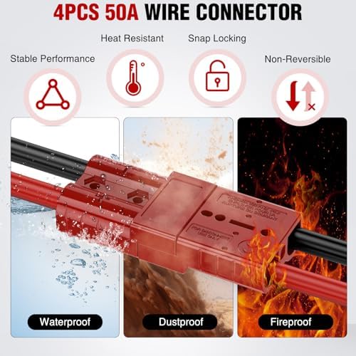 Nilight 50A 6AWG Anderson Connector Plug 12V-36V Battery Quick Connect Kit