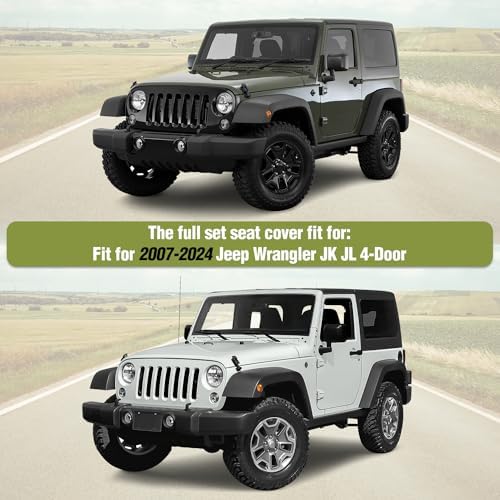 Nilight Car Seat Covers Custom Fit 2007-2024 Jeep Wrangler JK JL 4-Door