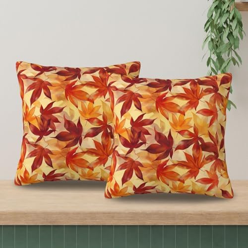 KiuLoam Fall Burnt Orange Maple Leaf Pillow Covers 22x22 Set of 2, Autumn Leaves Print Decorative Throw Pillow Cases, Farmhouse Style Outdoor Cushion Covers for Sofa Couch Living Room Bed - Image 3