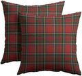 Christmas Throw Pillow Covers 16x16 Set of 2 Winter Red Green Plaid by Trongr