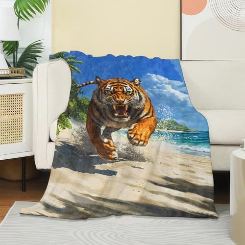 Tiger Theme Blanket, Soft Cozy Warm Throw Blanket for Adults Kids Women, Comfy Lightweight Fuzzy Flannel Blankets for Couch, Travel, Car, Home Decor 80×60 Inch - Image 2