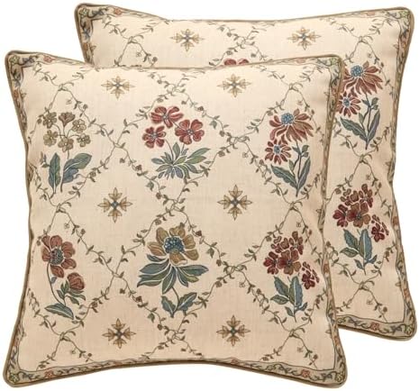 patdrea Designer French Vintage Throw Pillow Cover,18"x18",Set of 2 by patdrea