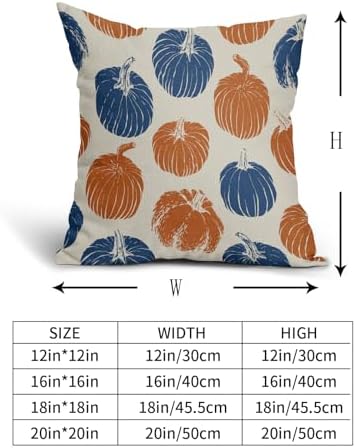 Blue Orange Pumpkin Fall Pillow Covers 24x24 Set of 2 Autumn Harvest Print Thanksgiving Decorative Throw Pillows Outdoor Farmhouse Cushion Case Seasonal Decor for Couch Sofa Bed - Image 5