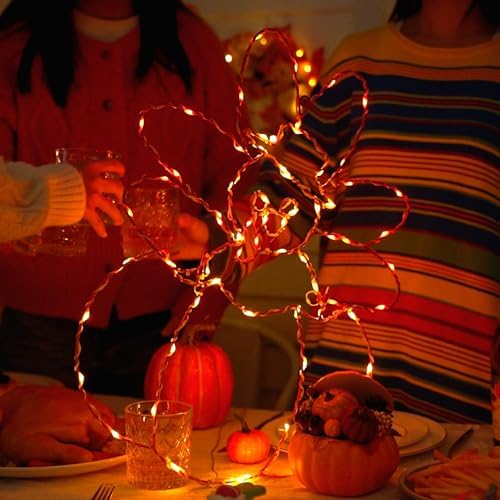 Hiboom Thanksgiving Turkey Pumpkin String Lights, Orange Red, 23'' - Image 6