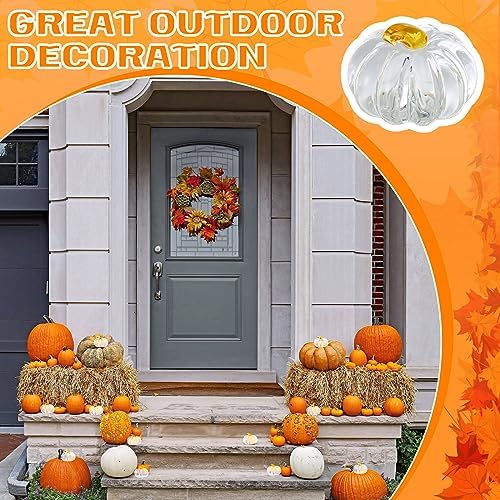 Domensi 2 Pcs Glass Pumpkin Figurines Thanksgiving Fall Decor,Transparent - Image 6