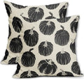Black Pumpkin Fall Pillow Covers 18x18 Set of 2 Autumn Harvest Print Thanksgiving Decorative Throw Pillows Outdoor Farmhouse Cushion Case Seasonal Decor for Couch Sofa Bed by Aytipun