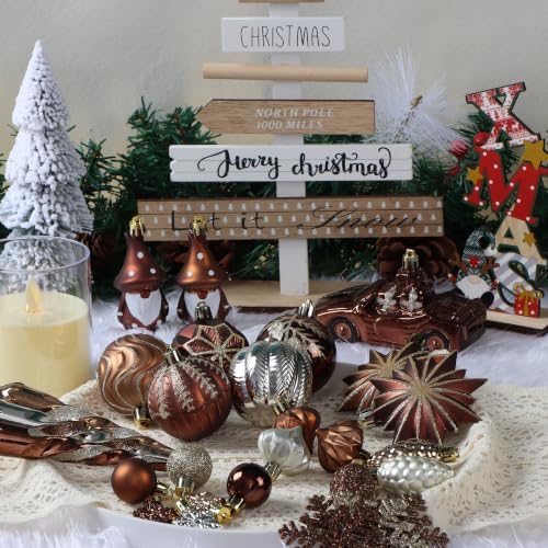 Brown & Gold Fall Christmas Ornaments for Tree Thanksgiving Decorations - Image 2