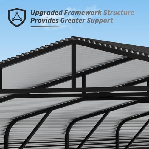 GDFStudio Heavy Duty Carports for Trucks Boats RV Tractor, Metal Carport Kits with Steel Roof Frame, All Weather Car Shelter Flexible Conversion into Rooftop Canopy Party Tent Portable Garage - Image 6