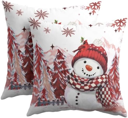 Merry Christmas Snowman Pillow Covers 18x18 Set of 2 Highly Absorbent by Unknown