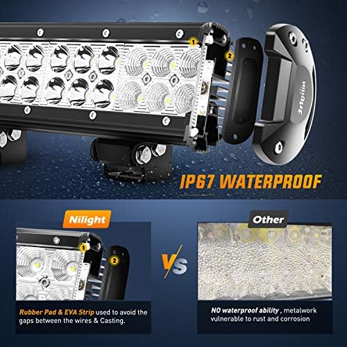 Nilight Led Light Bar 2Pcs 12Inch 72W 5040 LM Spot Flood ComboLed Off Road Lights Bright Driving Fog Boat Lights Led Work Light Bar for Trucks Pickup Golf Cart SUV ATV UTV 4x4 Van Camper