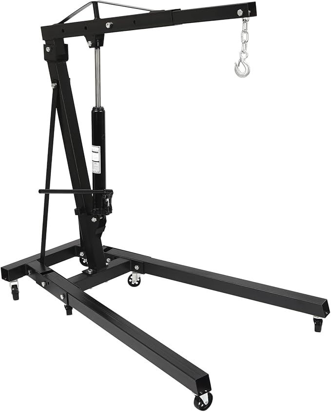 2 Ton Folding Engine Hoist 6.89Ft Lifting Height Heavy Duty Carbon Steel Crane by Unknown