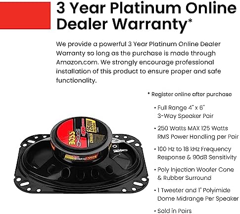 BOSS Audio Systems CH4630 4 x 6 250 Watt 3 Way Car Door Speaker Pair
