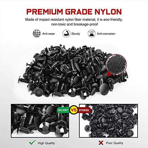 Nilight 240PCS Bumper Retainer Clips, Car Plastic Rivets Fasteners Remover Push Retainer Kit -Door Trim Panel Clips for Toyota GM Ford Honda Acura Chrysler,2 Years Warranty - Image 3