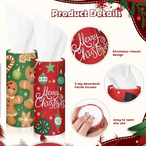 Hushee 10 Pcs Christmas Car Tissue Cylinders with 500 Tissues (Snowman) - Image 3
