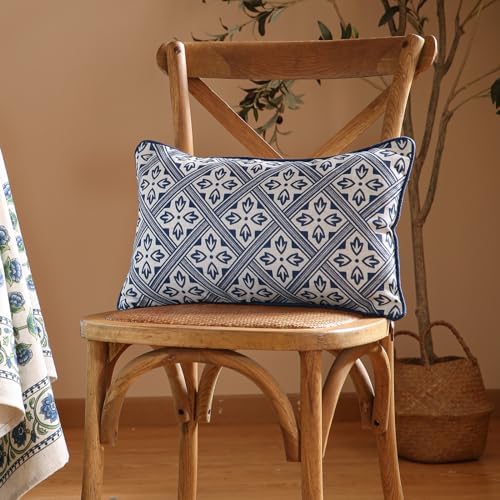 patdrea Designer French Blue Throw Pillow Cover,12"x20",Set of 2 - Image 2