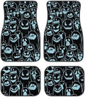 Aqua Black Ghost Print Funny Halloween Car Floor Mats 4 PCS, Cute Durable Interior Accessories for Car SUV, All Weather Floor Mats with Front Rear Trunk Liners Set for Party