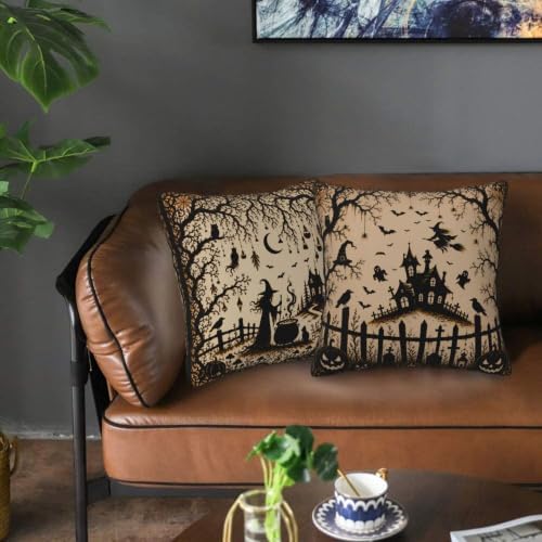 Halloween Witch Throw Pillow Covers 18x18 inch Set of 2 - Image 6