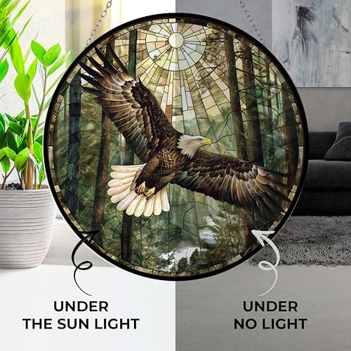 Eagle Stained Glass Cat Sun Catcher, Wall Hanging Colored Decor Room Indoor Window Decor, Halloween, Christmas Hanging Ornament 7.8" - Image 3