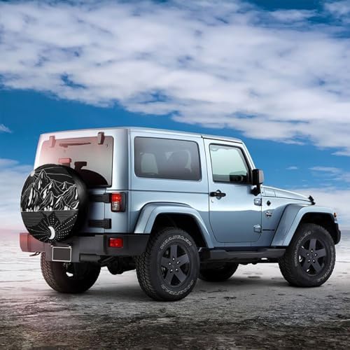 Spare Tire Cover Campsite Mountains with Sun Moon Wheel Tire Covers Waterproof Dust-Proof Wheel Tire Protector Weatherproof Tyre Covers Universal for RV SUV Truck Trailer Off-Road Car Camping 16 Inch