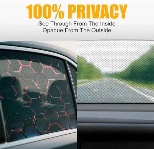 Rear Window Decal, Hexagon Personalized Creative for Side Window Glass, Red Honeycomb Vinyl Sticker 2 Pcs
