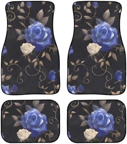 Blue Rose Car Floor Mats for Car All Weather Non Slip Car 1st 2nd Row Floor Mats Black Gothic Pterodactyl Auto Interior Carpet Sedan Trucks