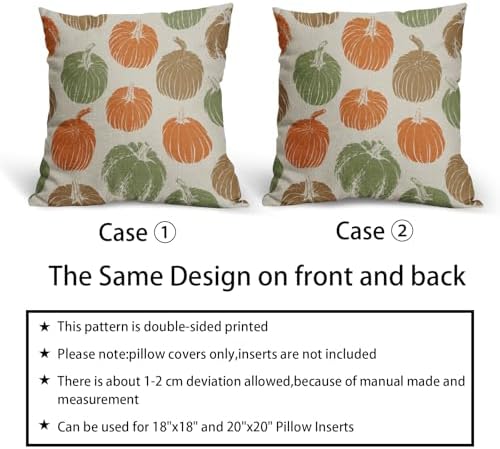 Brown Orange Green Pumpkin Fall Pillow Covers 16x16 Set of 2 Autumn Harvest Print Thanksgiving Decorative Throw Pillows Outdoor Farmhouse Cushion Case Seasonal Decor for Couch Sofa Bed - Image 6