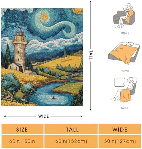 Art Blanket Gifts for Men Women Kids Teen Boys Girls Birthday Christmas Halloween Easter Starry Night Art Decor Dad Husband Mom Friends Throw Blanket 50"x60" - Image 2