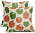 Green Orange Pumpkin Fall Pillow Covers 22x22 Set of 2 Autumn Harvest Print Thanksgiving Decorative Throw Pillows Outdoor Farmhouse Cushion Case Seasonal Decor for Couch Sofa Bed by Aytipun