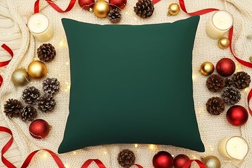 PurpleEssences Solid Throw Pillow Cover, 16x16 in Set of 2 - Forest Green - Image 6
