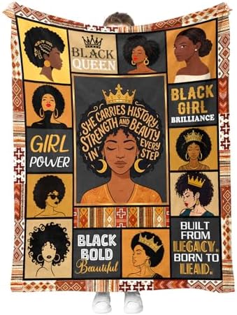 Black Queen Throw Blanket, Birthday for Black Women Girls Teens, Soft Cozy Blanket for Couch Sofa Bed, Lightweight Warm Decorative Throw for Living Room Bedroom,60"x80" by Hohoto