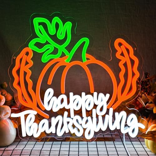 Happy Thanksgiving Neon Sign for Thanksgiving Decoration Pumpkin Neon Sign Happy Thanksgiving Light for Door Wall Art Window Home Party by zikdhf