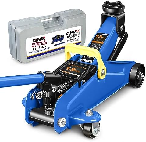 DNA Motoring 1.5 Ton Car Floor Jack Low Profile Hydraulic Trolley Service/Floor Jack, 1.5T / 3000 lbs Capacity, Lifting Range 5.3 Inch -12 Inch, with Storage Case, Blue, TOOLS-00327 by DNAMOTORING-Tools