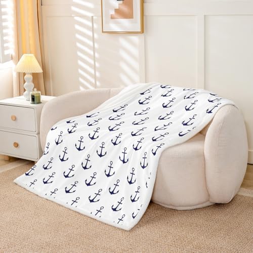 Castle Fairy Nautical Anchor Throw Blanket Arrow Ocean Navigation Fleece Flannel Blankets Kids Boys Girls Room Decor Anchors Bed Blankets for Bed Sofa Couch Black White Plush Blanket Twin 60"x80" - Image 5
