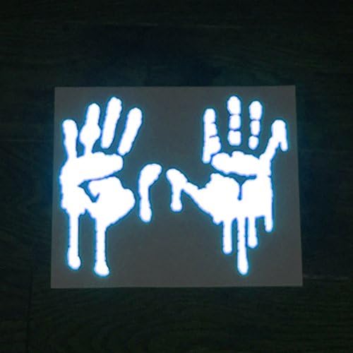 customTAYLOR33 High Intensity Grade Reflective Bloody/Dripping Hands Decals for Helmets, Windscreens, Rear Windows, Bumper Stickers (3 inches Height, Blue)
