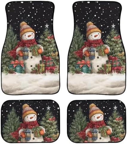 Snowman Floor Mats for Cars 4 Pcs