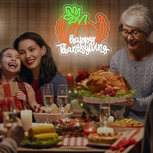 Happy Thanksgiving Neon Sign for Thanksgiving Decoration Pumpkin Neon Sign Happy Thanksgiving Light for Door Wall Art Window Home Party - Image 7