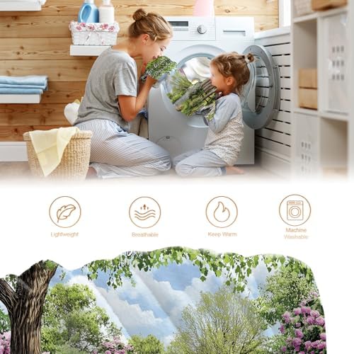 Memory Blanket Memorial Gifts Garden Floral Blanket Colorful Flowers Trees Gift Mom Birthday Christmas Halloween Easter Female Friends Streams Lakes Paths Spring Throw Blanket 60"x80" - Image 6