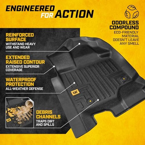 Cat® Floor Mats for 2015-2026 Ford F-150 SuperCrew Cab, Front & Rear, All Weather Protection 3D Contour Fit Custom Fit Floor Liners, Black