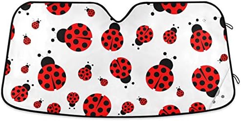 Ladybugs Scarab Car Windshield Sun Shade Cute Animal Foldable UV Ray Sun Visor Protector Sunshade to Keep Your Vehicle Cool (55" x 27.6")