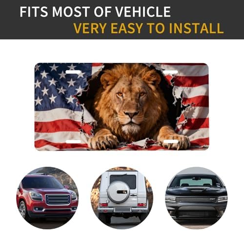 Lion American Flag Retro Front License Plate 6" * 12" for Women