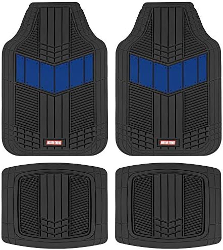 Motor Trend DualFlex™ Rubber Car Floor Mats All Weather Waterproof 4-Piece Sporty Two-Tone Design Car Mats Full Set - Universal Trim-to-Fit Floor Mats for Car, SUV, & Trucks - Car Carpet Protector