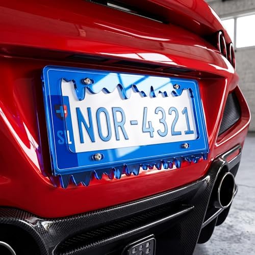 Timtin 1 Set Fluorescent Royal Blue License Plate Frame, Style 1