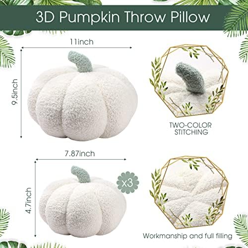 Kajaia 4 Pcs Pumpkin Pillow Fall Decor Thanksgiving, White - Image 2
