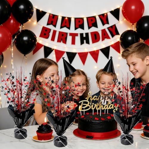 Red and Black Birthday Party Centerpieces Table Decorations Burst - Image 3