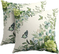 Spring Pillow Covers 24x24 Set of 2 Green Floral Throw Pillow Covers Rustic Pillowcase Linen Decoration Farmhouse Soft Decorative Summer Cushion Case Couch for Indoor Outdoor Home Decor by Unknown
