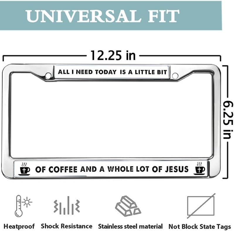 All I Need Today is a Whole lot of Jesus Stainless Steel Car Licence Plate Covers God Jesus Cross Personalized Gift Licence Plate Frame
