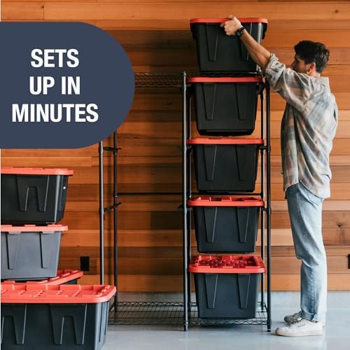 CleverMade 27 Gallon Tote Storage Rack, 10-Bin Double Tower, 500 lb, Black - Image 6
